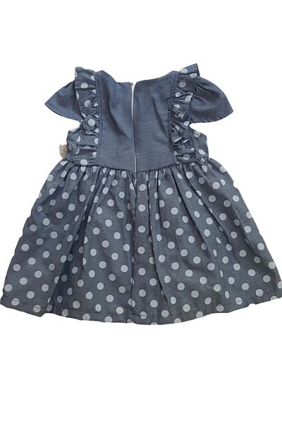 Capps Mymio Baby Girl 100% Cotton Polka Dot Summer Denim Dress