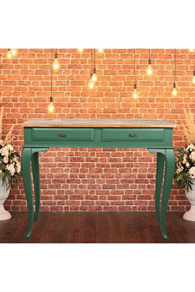 ROYS AHŞAP Ahşap 100 Cm Çekmeceli Yeşil Koyu Ceviz Dresuar