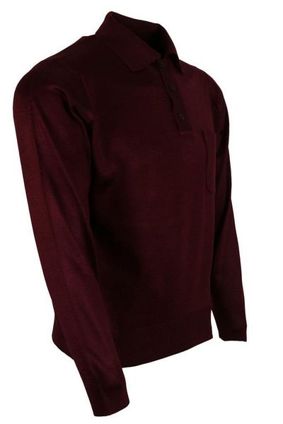 Modarar Pulover pentru bărbați, roșu claret, guler polo, lână, clasic, croială normală Rar00653