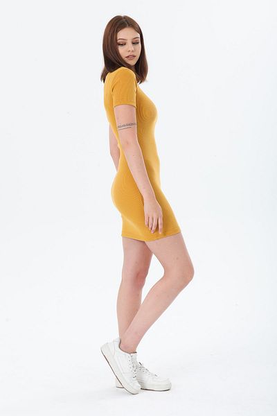 PHIL HILL Rochie mini cu mâneci scurte cu mâneci scurte, cu guler roșu, muștar, camisole