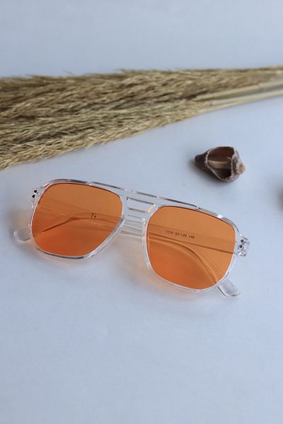 LOOKUP Men's Retro Pilot Double Bridge Orange Glass Men's Sunglasses (53/20/148)