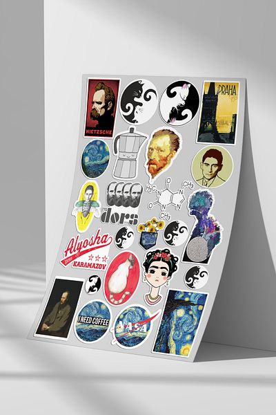 Sticker Market مجموعة ملصقات، مجموعة ملصقات مقاس A4 للأسطح المسطحة