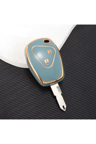 AYZ GARAGE حافظة مفاتيح رينو داسيا مصنوعة من مادة البولي يوريثان الحراري باللون الرمادي