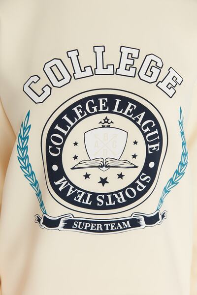 Trendyol Modest Μπεζ εμπριμέ σετ πλεκτής φόρμας Scuba TCTAW23EN00016