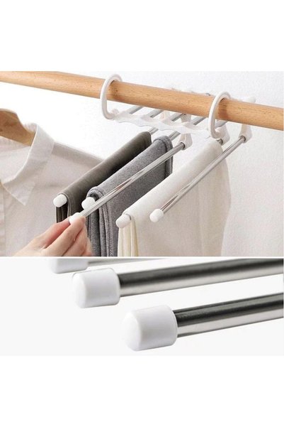 sebura Closet Hanger 5 Pieces Pants Scarf Hanger Movable Hanger Closet Organizer Metal Hanger