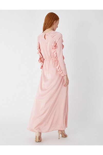 Koton Szatén hosszú ujjú Flounce hosszú ruha