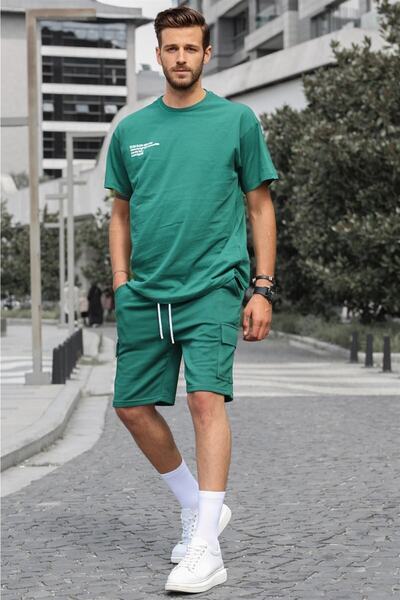 Madmext Set pantaloni scurți supradimensionați verzi pentru bărbați 5391