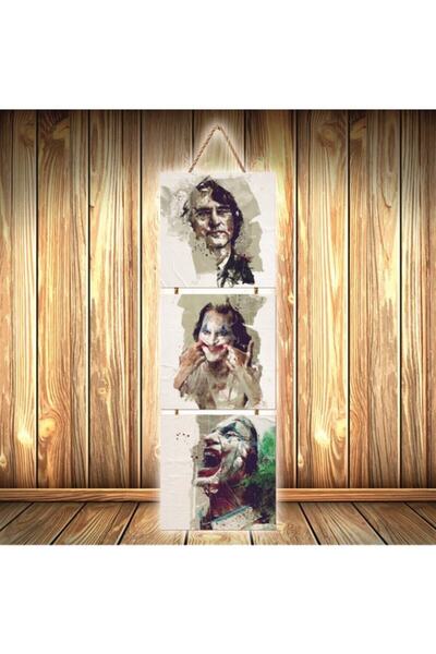 hazalshop Poster din lemn retro triplu, cu design Joker U397