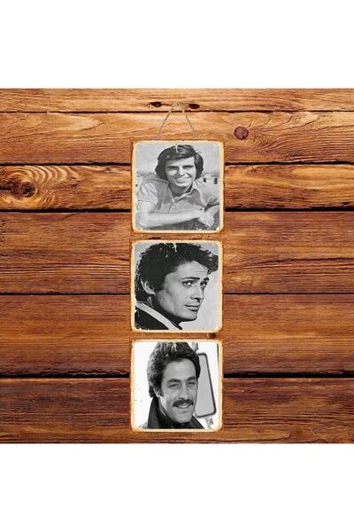 hazalshop Afiș din lemn retro cu trei personaje frumoase din Greenchimney