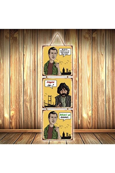 hazalshop Bahzat Ç Harun Replik Σχεδιασμένη Τριπλή Ρετρό Ξύλινη Αφίσα Ü447