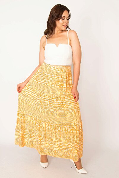 Şans Plus Size Skirt - Yellow - Midi