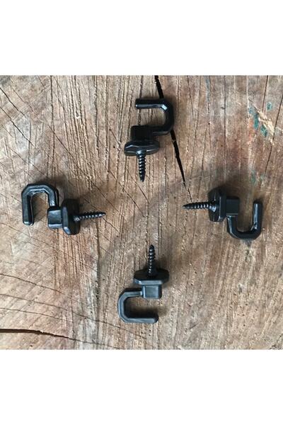 Std Küçük Siyah Dekoratif Kanca Mini Vidalı Kanca Tesbih Askısı 12ad