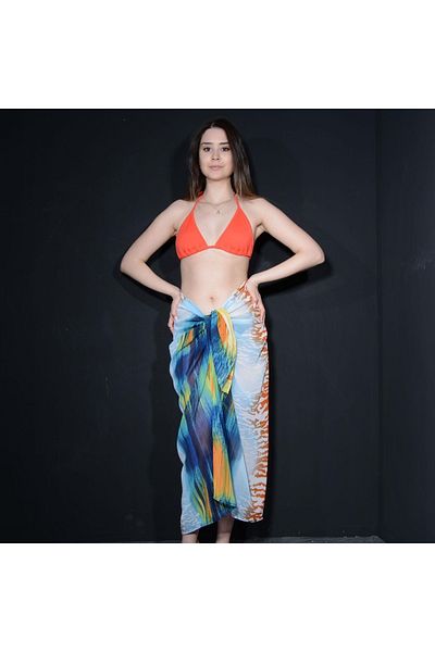 Tedz Collection Paredora Orange Leopard Patterned Skirt Pareo