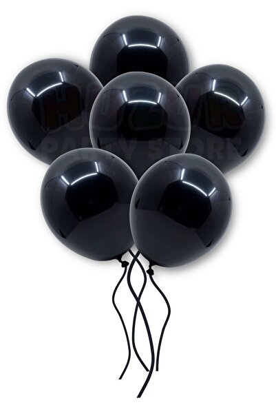 Huzur Party Store Black Color Metallic Balloon 50 Pieces 30 cm Latex Party Co...