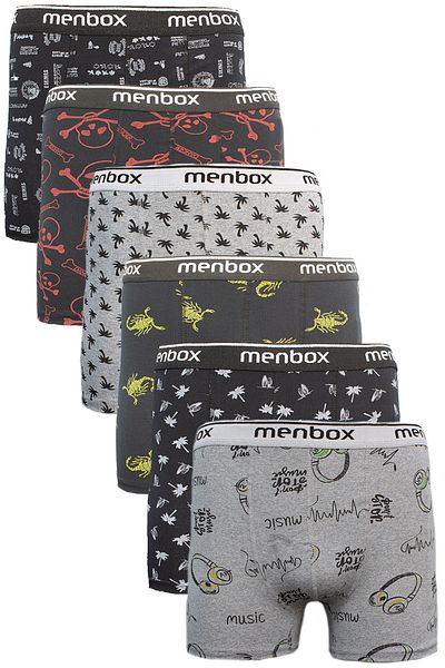 MENBOX Lycra Patterned Men's Boxer Set of 6