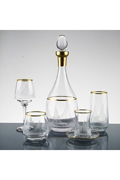 sudeka Alev Gold El Dekor Kesme Su Takımı 61 Parça 12 Kişilik