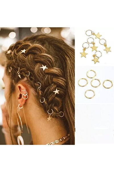 Monalisa Gold Stars Saç Küpesi Toka Seti