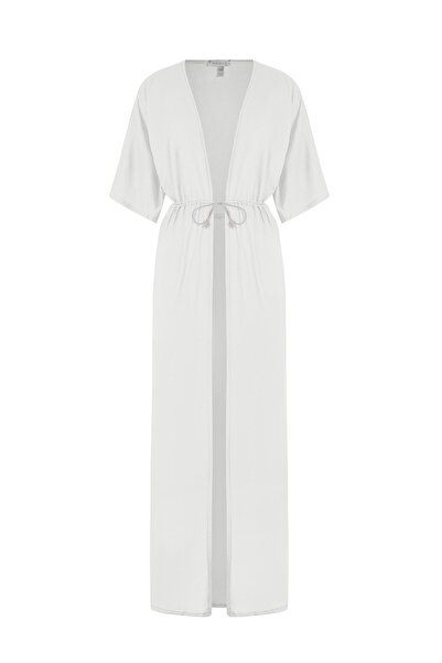 AQUELLA Önü Açık Beyaz Kanal Büzgülü Tunik