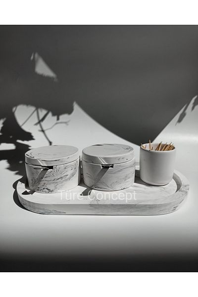 Ture Concept طقم وعاء توابل منقوش بالرخام