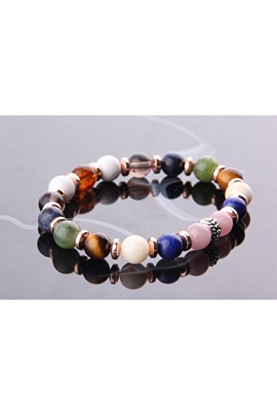 OSMANLI DEĞERLİ TAŞ Sertifikalı Öğrenci Bilekliği-kehribar-yeşim-lapis-kalsit-dumanlı Kuvars-havlit-hematit-8 Mm B178