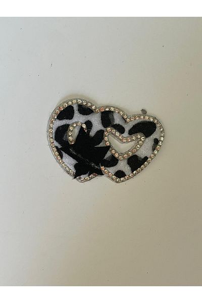 Gönülden Tasarım 6x4 Cm Two Heart Stones Iron-On Patch Applique