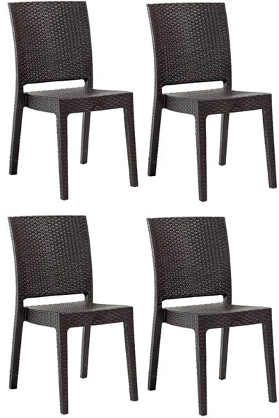 Genel Markalar Zeugma Rattan Kolsuz Koltuk 4 Adet Koyu Kahve