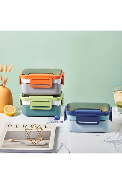 Vagonlife Çift Katmanlı Paslanmaz Çelik Öğle Yemeği Kutusu Lacivert Bl20182