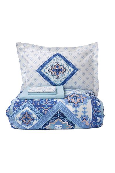 Karaca Home Set cuvertură de pilota dublă Alondra Blue 100% bumbac