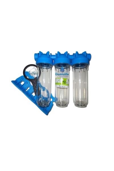 damlalife Atlas 10" Housing 3 Lü Boş Filtre Kabı Bina Girişi Ve Kuyu Suyu