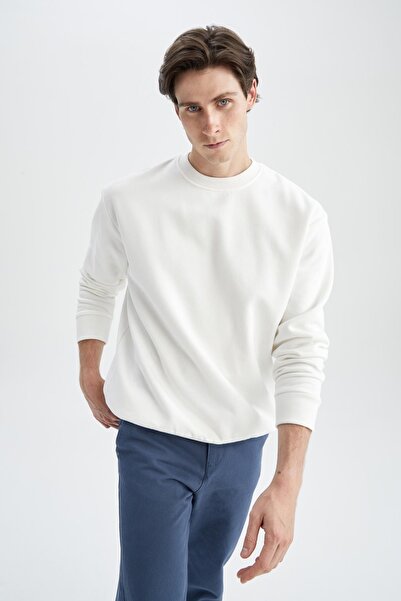 DeFacto Oversize Fit Bisiklet Yaka Basic Pamuklu Sweatshirt