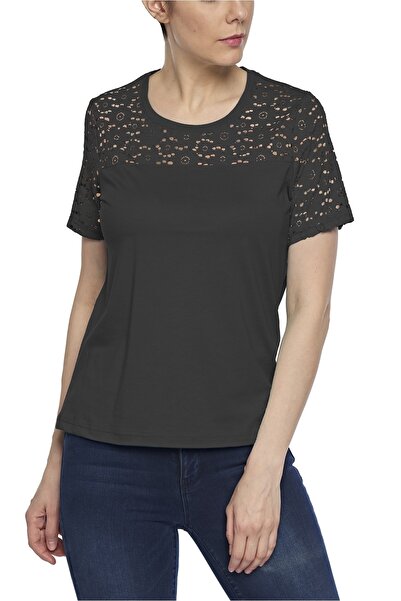 FSM1453 Жіноча бавовняна модальна короткорукава майка з мереживом