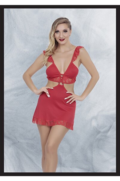 LoeCulotte Mini rochie de damă cu detaliu din dantelă sexy - Costum de noapte fantezist