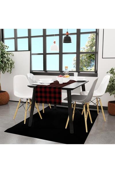 Adawall عداء مربع أحمر-أسود 140x45 سم (كتان رقيق، شهادة عالمية للغسيل والتلاشي)