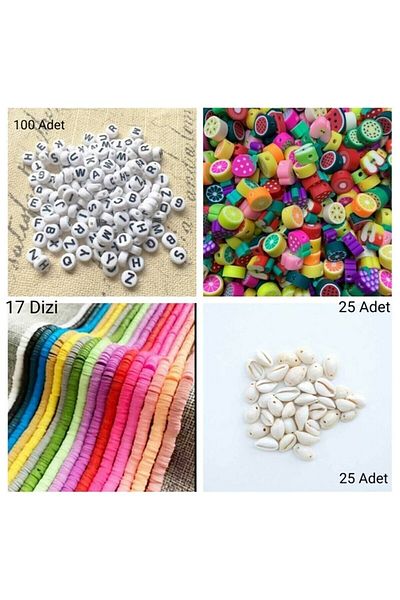 yiğit aksesuar 167 Piece Fimo and Fruit Set - Letter Bead and Sea Shell Materials