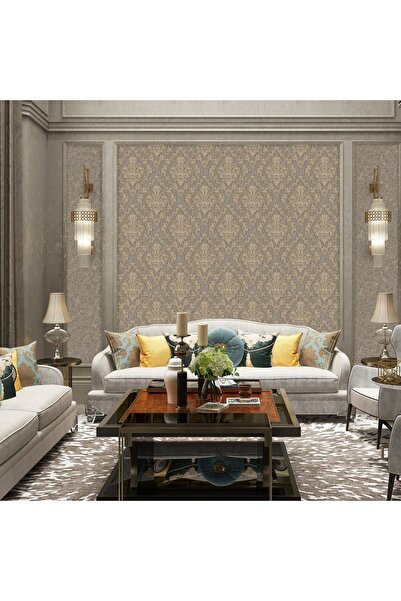 Adawall Dante Seri Zengin Damask Desenli Duvar Kağıtı 1405-4: Kahverengi