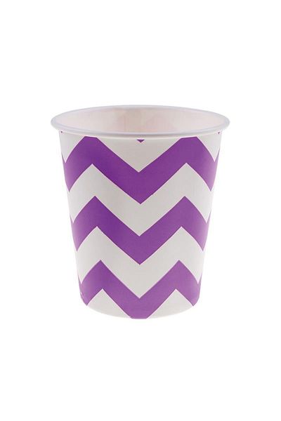 Roll-Up Lilac Zigzag Paper Cups 8 Pack