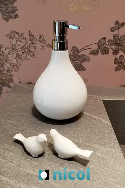 Nicol Irıs Tezgah Üstü Sıvı Sabunluk Beyaz Porselen