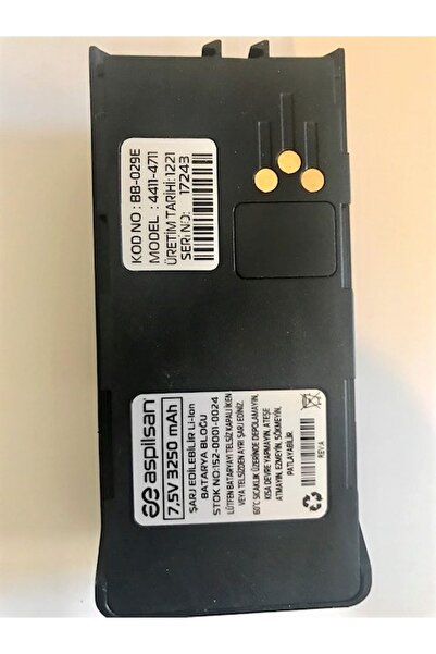 ASPİLSAN Aselsan 4411/4415/4711/4713 Telsiz Için 3250mah Li-ıon Batarya (klips Dahildir) Uyumlu