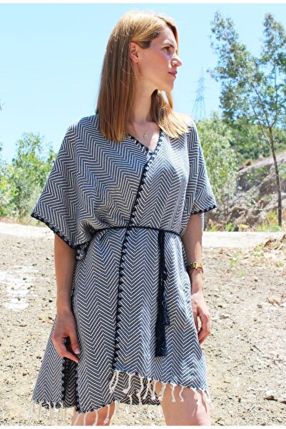 Defne&Apollon İpekçilik Special Design Hand-Woven- Crocheted 100% Cotton Kimono