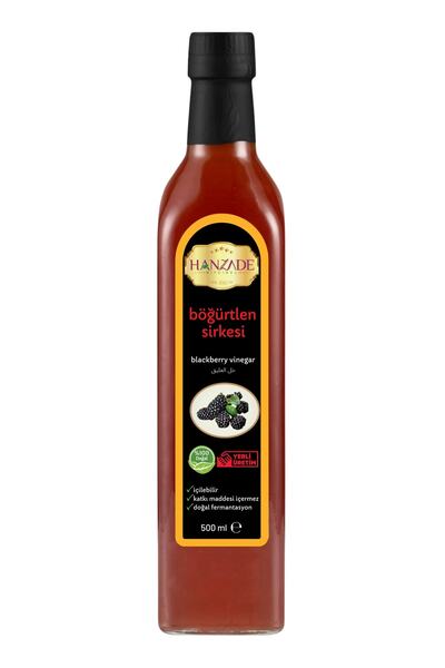 Hanzade Bitkisel Böğürtlen Sirkesi 500 ml Doğal Fermante Saf Cam Şişe Blackbe...