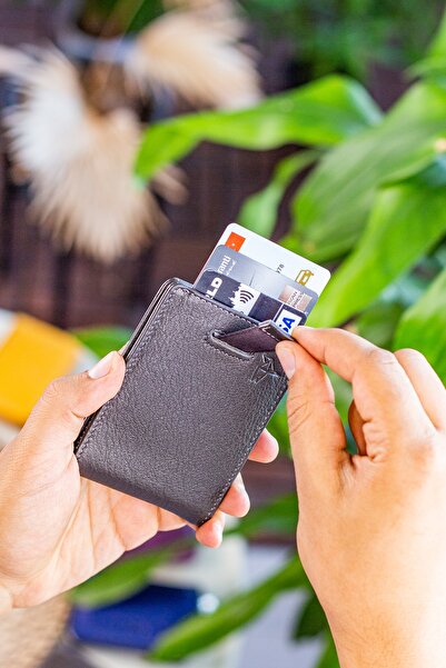 Garbalia Πορτοφόλι Celtic Genuine Leather - Anthracite Card Holder with RFID Blocker and Money Clamp