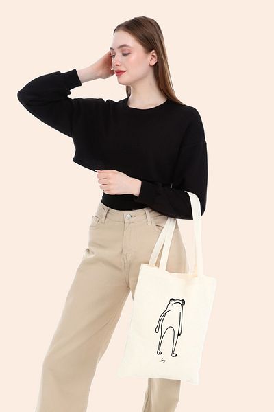 BAGAND Alone Frog Raw υφασμάτινη τσάντα