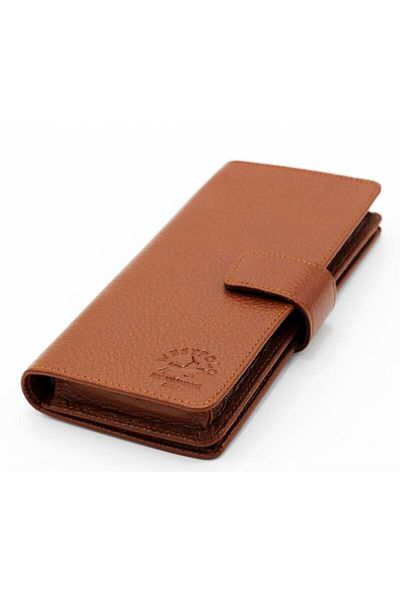 Fiyaka WP-2746 Унисекс кожен калъф за телефон с дълъг портфейл, кафяв