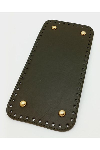 angel çanta aksesuar Faux Leather Khaki Color 25x12 Cm Rectangular Bag Base (With Light Gold Apparatus)