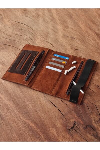 English Leather Tütün Kesesi Cüzdan Tütün Çantası Kartlıklı %100 Gerçek Süet Deri