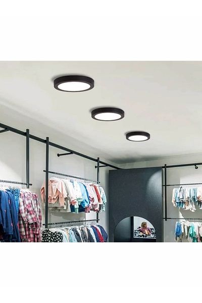 KADERTEKNO Led Ceiling WC Pantry Office Lamp 24 W Round Luminaire Surface Mounted Black Case White Light 6500 K 220 V