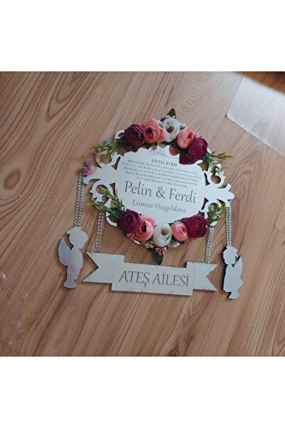 Evsay Gümüş Pleksi Kapı Süsü Çiçekli Özel Tasarım