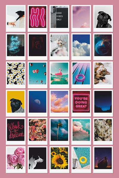 Özer Store 30 Colorful Images Decorative Ornament Pola Card Set