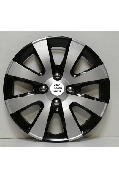 Fiorino 15"inç Kırılmaz 4 Adet 1 Takım Siyah Gri Jant Kapağı Seti
