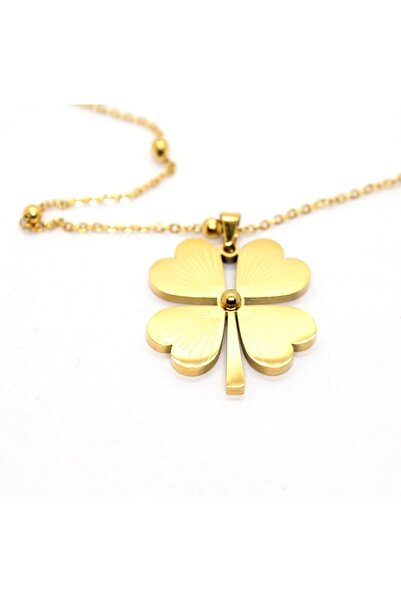 X-Lady Accessories Altın Renk Çelik Top Zincir Yonca Kolye - 1436